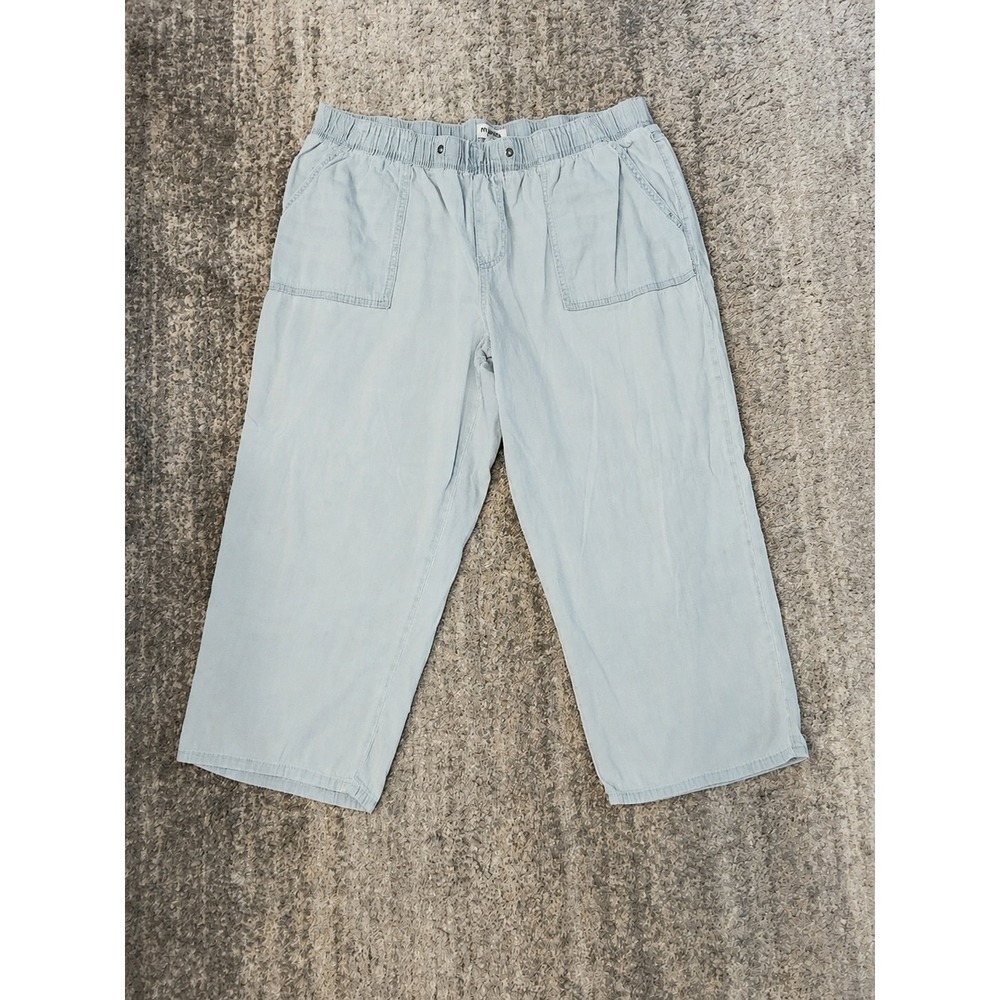 Maurices M Jeans Women's 18W Light Wash Chambray Wide Leg Crop Pull On Pants